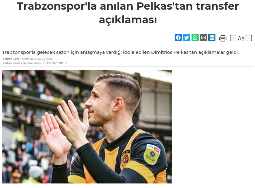 Οι Τούρκοι στέλνουν τον Πέλκα στην Τραμπζονσπόρ!